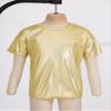 FEESHOW Kids Girls Shiny Metallic T-Shirt Long Sleeve Loose T-Shirt for Stage Performance Costume Jazz Hip Hop Dancewear Gold 1 3-4 Years view 3