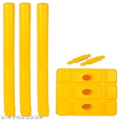 Klapp Heavy Plastic Cricket Wicket Set Unbreakable Stumps (Yellow)