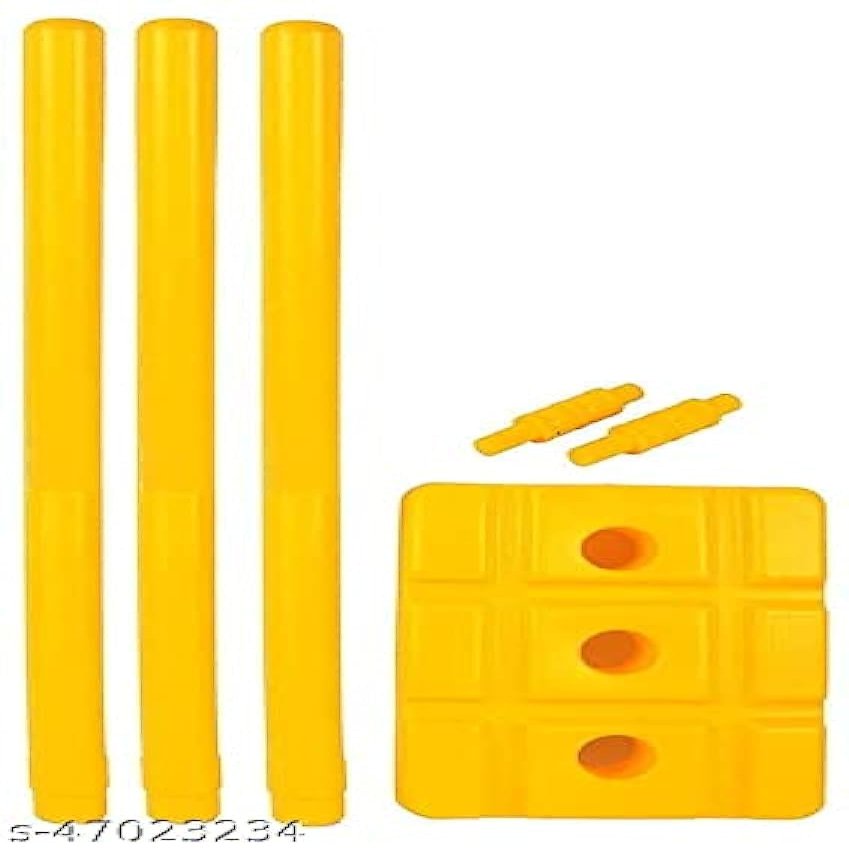 Klapp Heavy Plastic Cricket Wicket Set Unbreakable Stumps (Yellow)