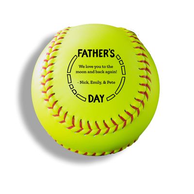Buffalo Bottle Craft Personalized Softball - Best Dad Ever Printed Gift Custom Yellow Practice Softball - Official Size-Thanks Dad Design Real Leather Softball