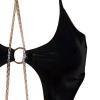 NaRHbrg Sexy Women's Plus Size Lingerie PVC Leather Halter Neck One Piece Teddy Bodysuit Leotard Catsuit Clubwear view 4
