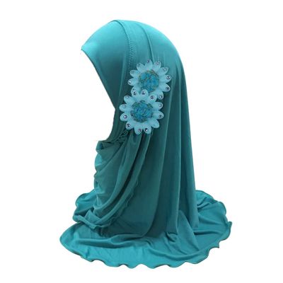ALEDLE-LIFE Kids Girls Crystal Flower Muslim Khimar Hijab Headscarf Elastic Beanie Arab Scarf Shawls Islamic Turban Cap
