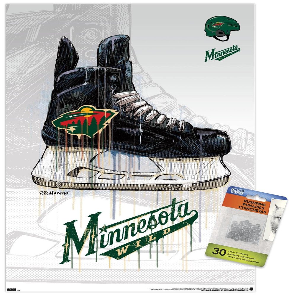 Trends International NHL Minnesota Wild - Drip Skate 21 Wall Poster with Push Pins