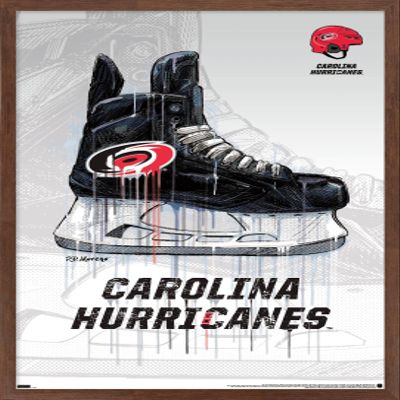 Trends International NHL Carolina Hurricanes - Drip Skate 21 Wall Poster, 22.375" x 34", Mahogany Framed Version
