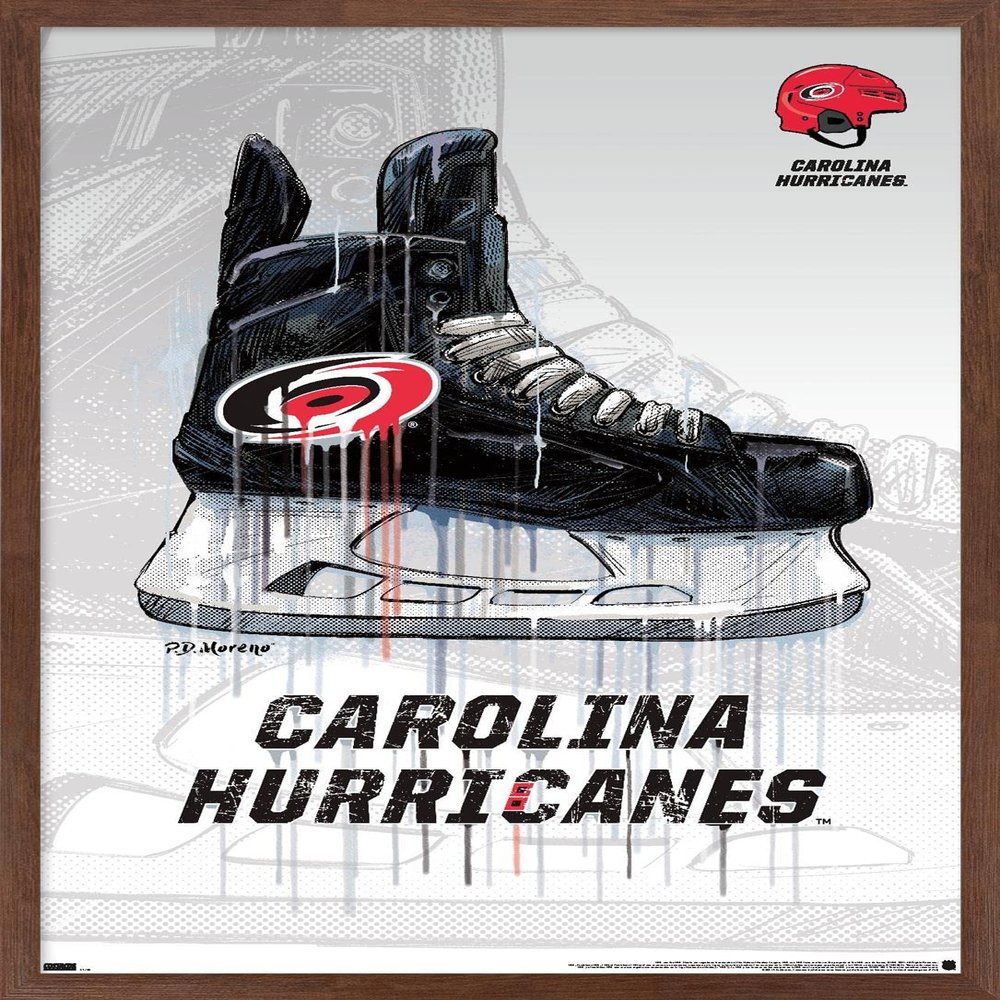 Trends International NHL Carolina Hurricanes - Drip Skate 21 Wall Poster, 22.375" x 34", Mahogany Framed Version