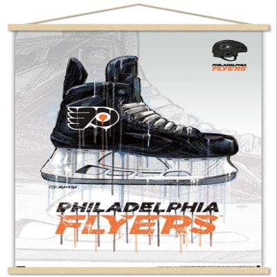 Trends International NHL Philadelphia Flyers - Drip Skate 21 Wall Poster, 22.375" x 34", Premium Print and Beechwood Hanger Bundle