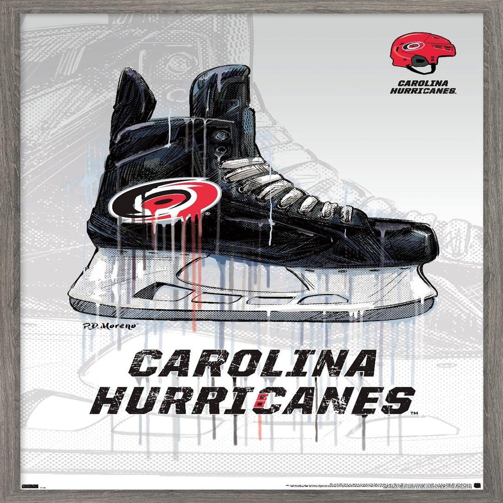 Trends International NHL Carolina Hurricanes - Drip Skate 21 Wall Poster, 22.375" x 34", Barnwood Framed Version