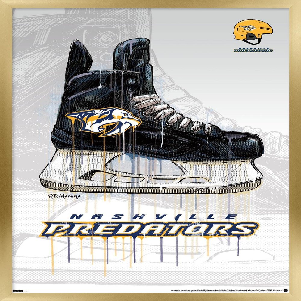 Trends International NHL Nashville Predators - Drip Skate 21 Wall Poster, 22.375" x 34", Gold Framed Version