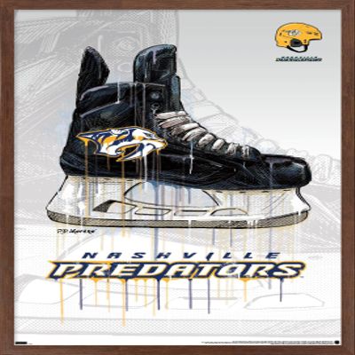 Trends International NHL Nashville Predators - Drip Skate 21 Wall Poster, 22.375" x 34", Mahogany Framed Version