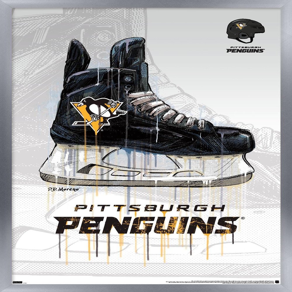 Trends International NHL Pittsburgh Penguins - Drip Skate 21 Wall Poster, 22.375" x 34", Silver Framed Version