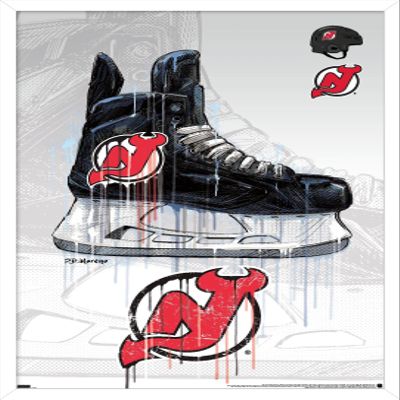 Trends International NHL New Jersey Devils - Drip Skate 21 Wall Poster, 22.375" x 34", White Framed Version