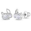 925 Sterling Silver Clear Cubic Zirconia Bunny Rabbit Safety Screw Back Earrings for Toddlers and Little Girls - Petite Studded Screwbacks For A Girls Everyday Accessory - Fun Animal Inspired view 1
