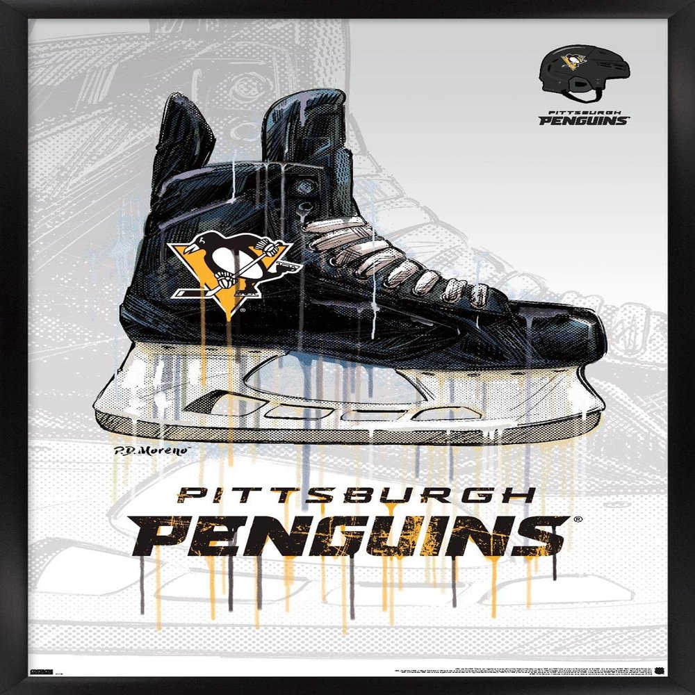 Trends International NHL Pittsburgh Penguins - Drip Skate 21 Wall Poster, 22.375" x 34", Black Framed Version