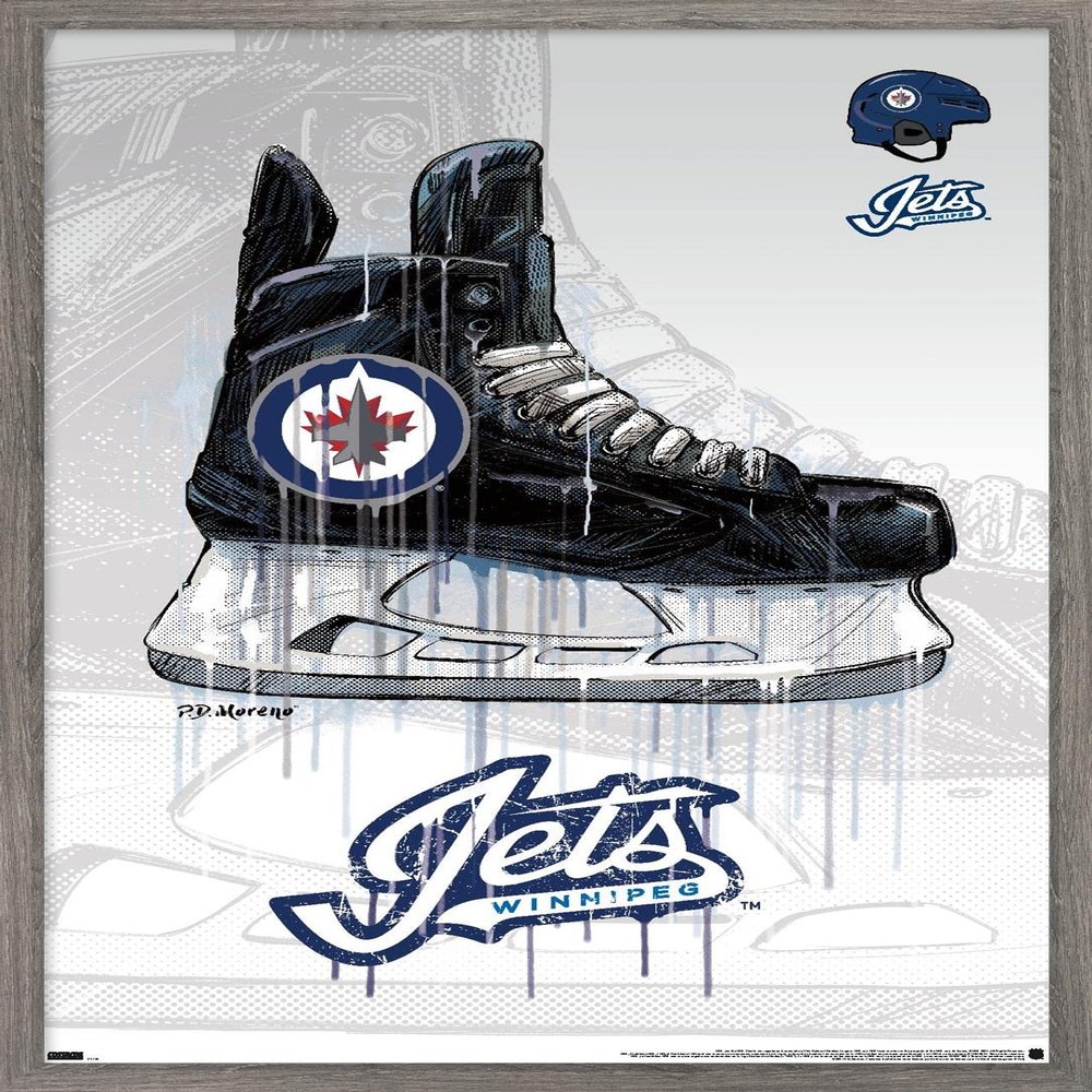 Trends International NHL Winnipeg Jets - Drip Skate 21 Wall Poster, 22.375" x 34", Barnwood Framed Version