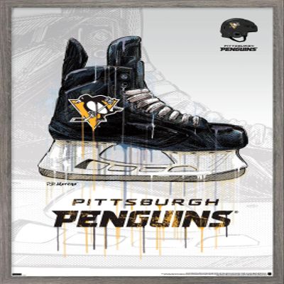 Trends International NHL Pittsburgh Penguins - Drip Skate 21 Wall Poster, 22.375" x 34", Barnwood Framed Version