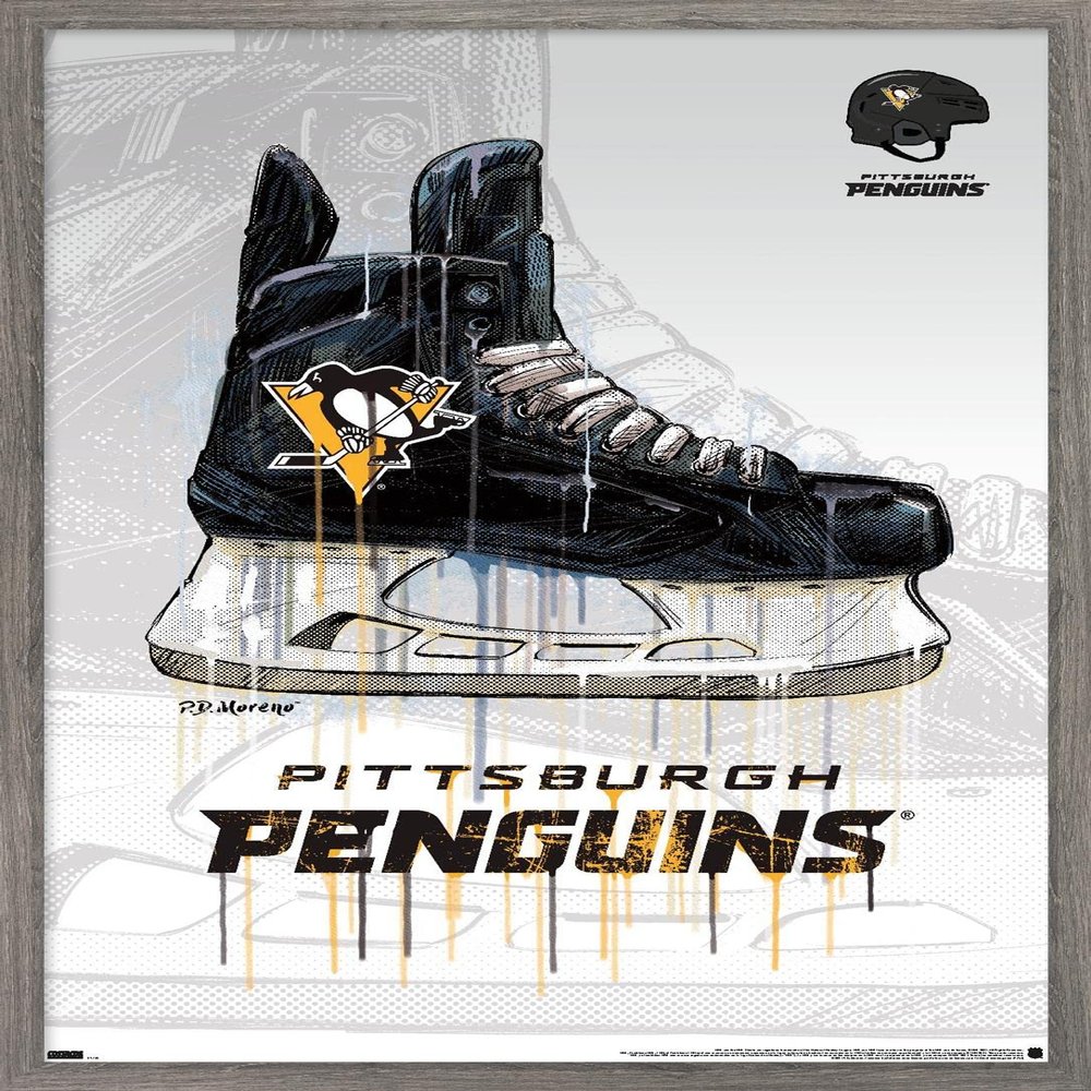 Trends International NHL Pittsburgh Penguins - Drip Skate 21 Wall Poster, 22.375" x 34", Barnwood Framed Version