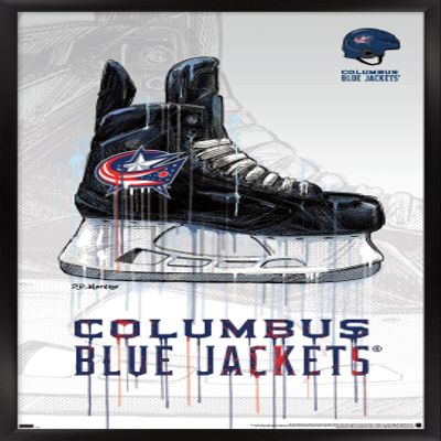 Trends International NHL Columbus Blue Jackets - Drip Skate 21 Wall Poster, 22.375" x 34", Black Framed Version