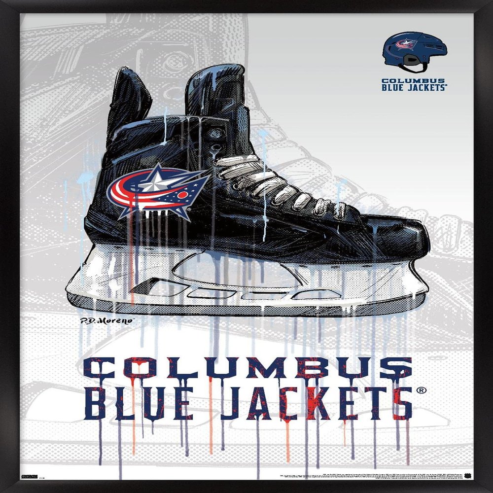 Trends International NHL Columbus Blue Jackets - Drip Skate 21 Wall Poster, 22.375" x 34", Black Framed Version