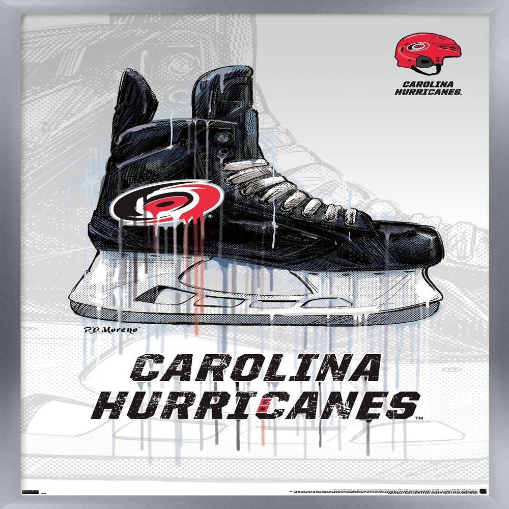 Trends International NHL Carolina Hurricanes - Drip Skate 21 Wall Poster, 22.375" x 34", Silver Framed Version