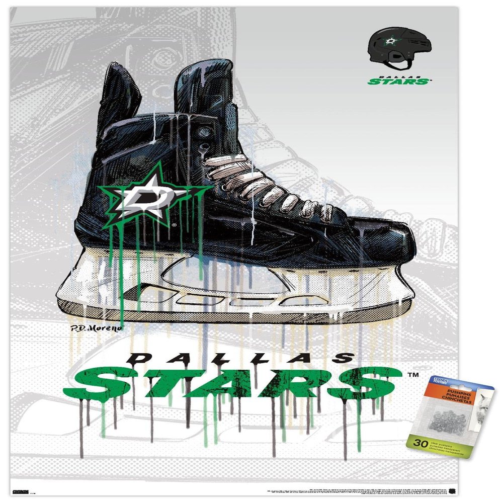 NHL Dallas Stars - Drip Skate 21 Wall Poster with Pushpins