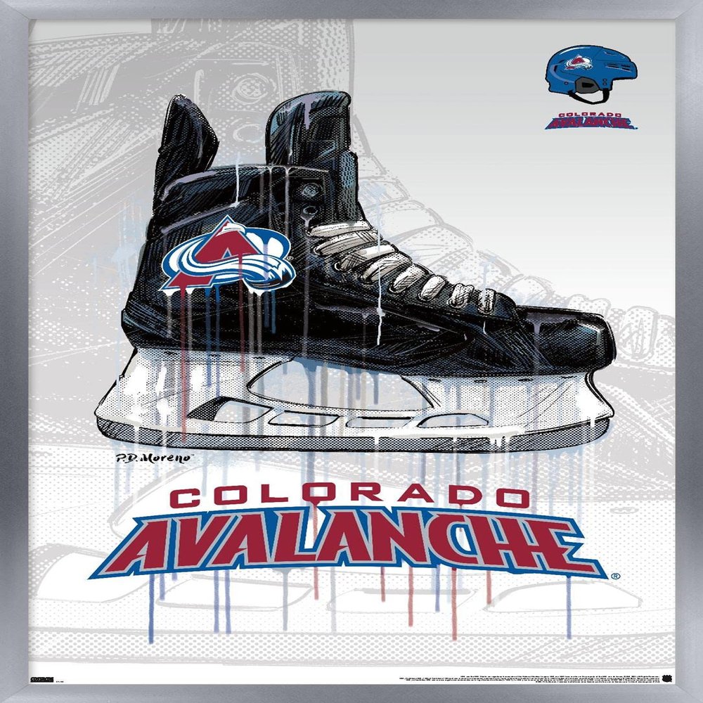 Trends International NHL Colorado Avalanche - Drip Skate 21 Wall Poster, 22.375" x 34", Silver Framed Version