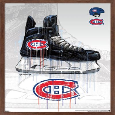 Trends International NHL Montreal Canadiens - Drip Skate 21 Wall Poster, 22.375" x 34", Mahogany Framed Version