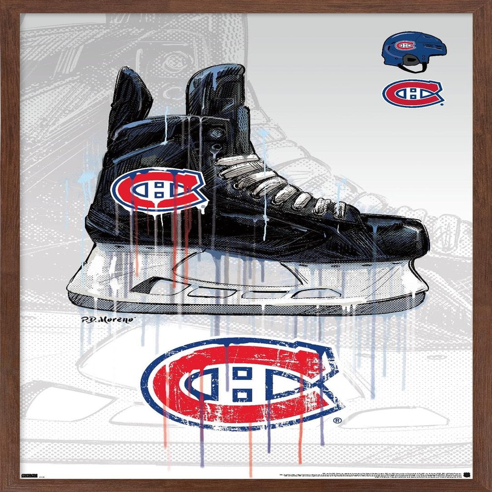 Trends International NHL Montreal Canadiens - Drip Skate 21 Wall Poster, 22.375" x 34", Mahogany Framed Version