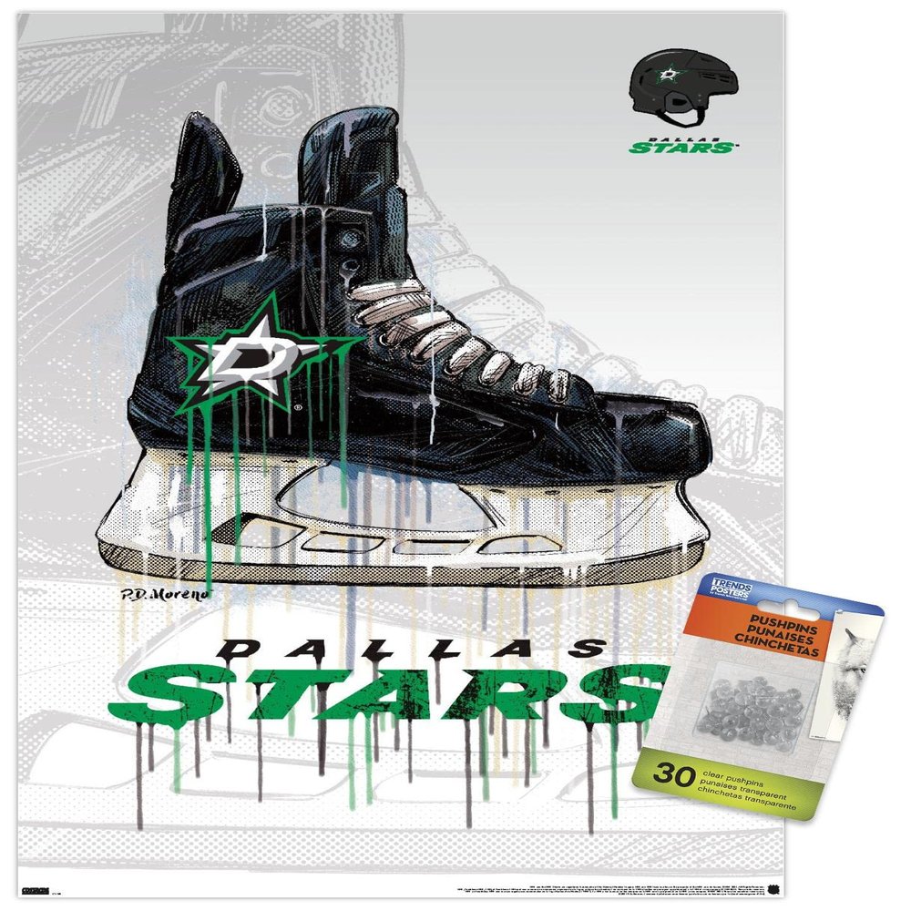 NHL Dallas Stars - Drip Skate 21 Wall Poster with Push Pins