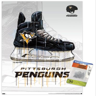 NHL Pittsburgh Penguins - Drip Skate 21 Wall Poster with Push Pins
