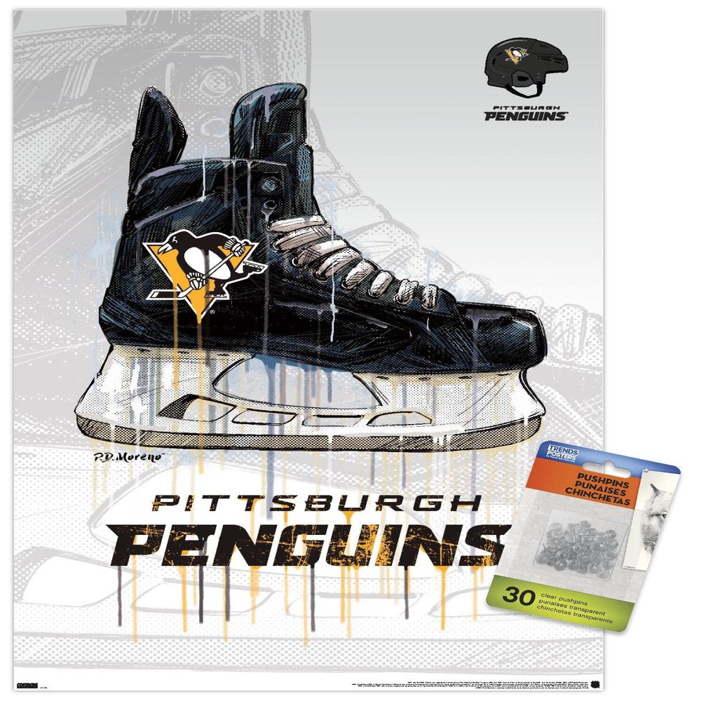 NHL Pittsburgh Penguins - Drip Skate 21 Wall Poster with Push Pins