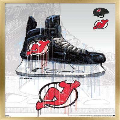 Trends International NHL New Jersey Devils - Drip Skate 21 Wall Poster, 22.375" x 34", Gold Framed Version