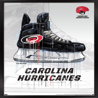 Trends International NHL Carolina Hurricanes - Drip Skate 21 Wall Poster, 22.375" x 34", Black Framed Version