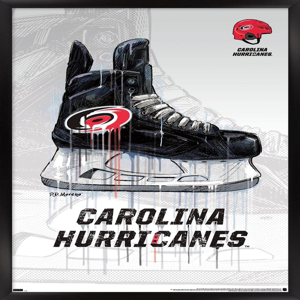 Trends International NHL Carolina Hurricanes - Drip Skate 21 Wall Poster, 22.375" x 34", Black Framed Version