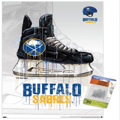 Trends International NHL Buffalo Sabres - Drip Skate 21 Wall Poster, 14.72" x 22.37", Premium Poster & Push Pin Bundle