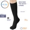 FUN TOES Men Crew Toe Socks Athletic Running Socks - Arch Support - Proper Toe Alignment - Breathable Mesh Top - Soft and Stretchy Value 6 Pairs Pack size 6-12 (Black) view 2