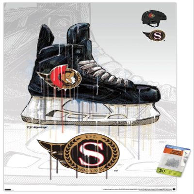 NHL Ottawa Senators - Drip Skate 21 Wall Poster with Pushpins