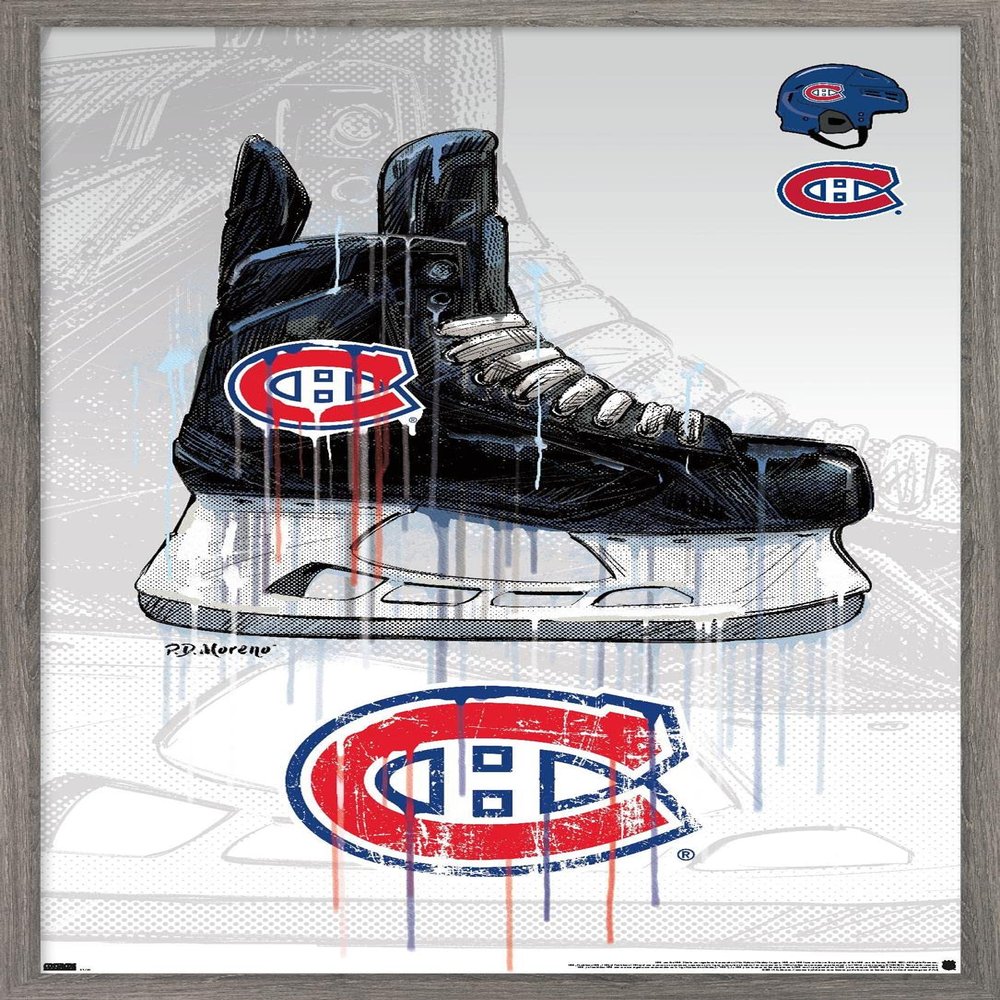 Trends International NHL Montreal Canadiens - Drip Skate 21 Wall Poster, 22.375" x 34", Barnwood Framed Version