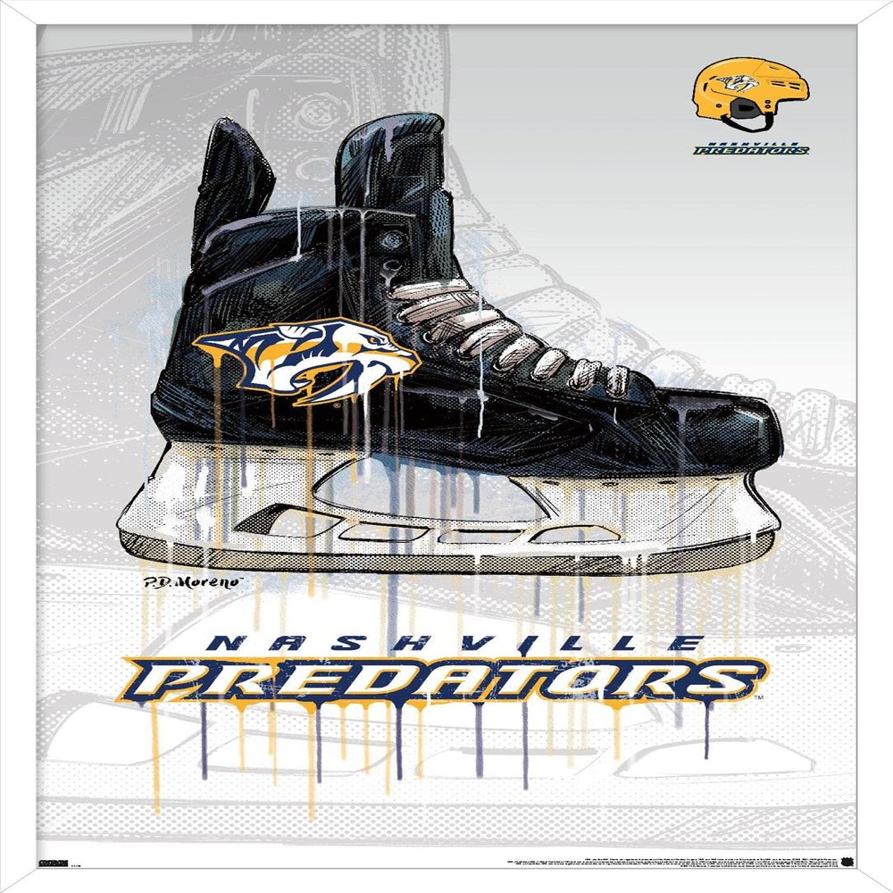 Trends International NHL Nashville Predators - Drip Skate 21 Wall Poster, 22.375" x 34", White Framed Version