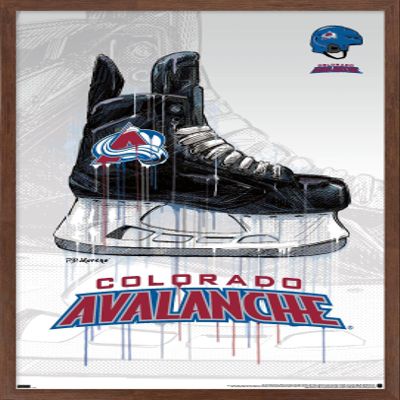 Trends International NHL Colorado Avalanche - Drip Skate 21 Wall Poster, 22.375" x 34", Mahogany Framed Version
