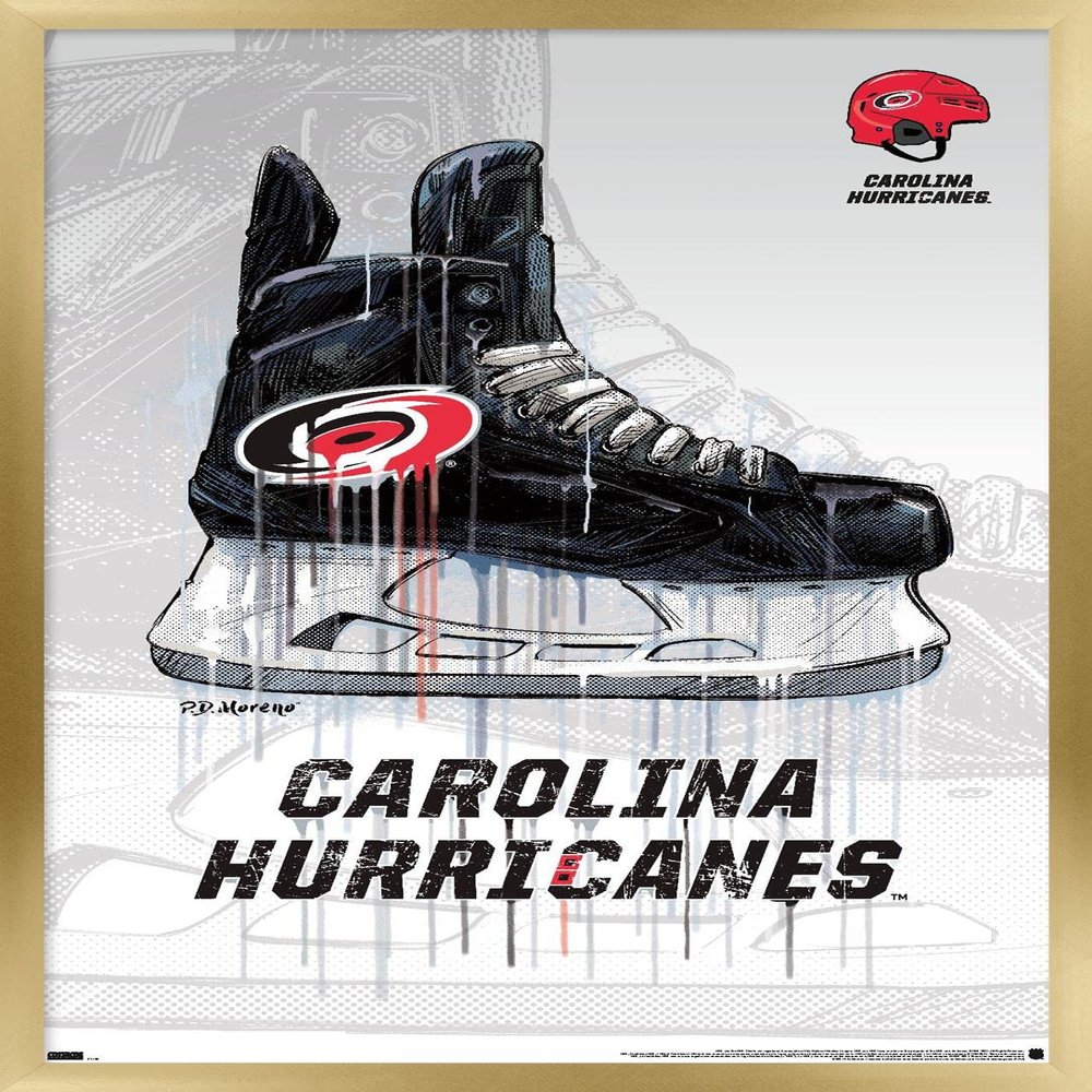 Trends International NHL Carolina Hurricanes - Drip Skate 21 Wall Poster, 22.375" x 34", Gold Framed Version