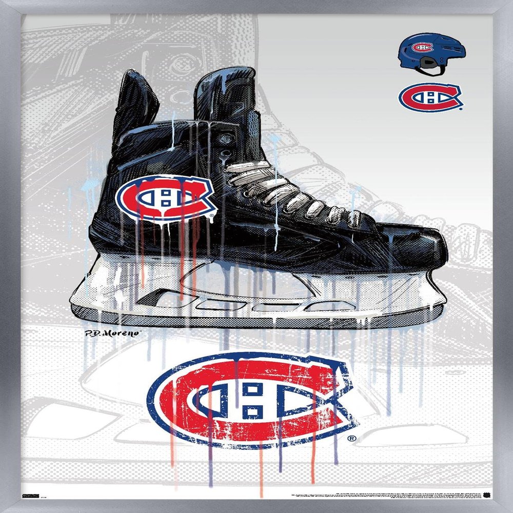 Trends International NHL Montreal Canadiens - Drip Skate 21 Wall Poster, 22.375" x 34", Silver Framed Version