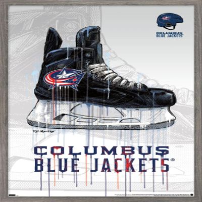 Trends International NHL Columbus Blue Jackets - Drip Skate 21 Wall Poster, 22.375" x 34", Barnwood Framed Version
