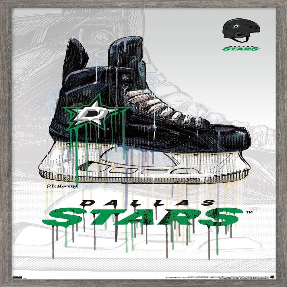 Trends International NHL Dallas Stars - Drip Skate 21 Wall Poster, 22.375" x 34", Barnwood Framed Version