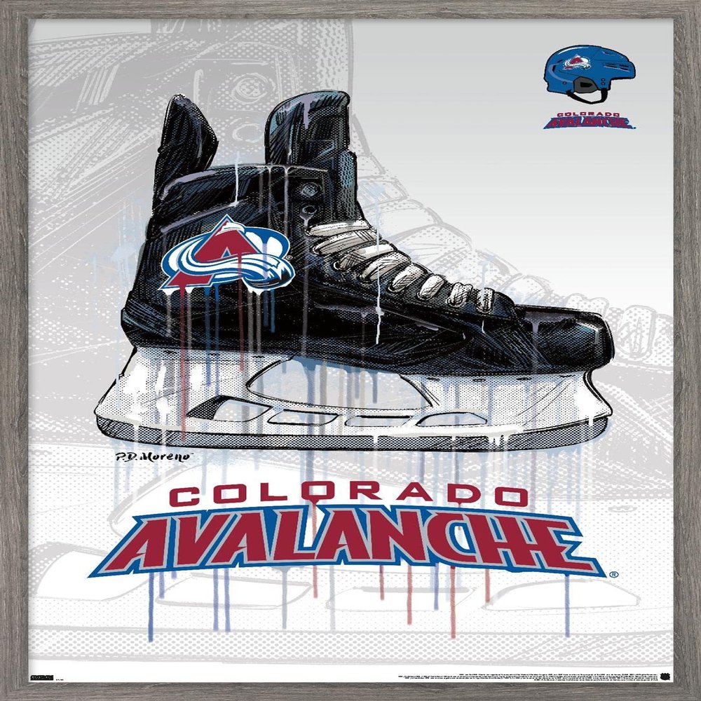 Trends International NHL Colorado Avalanche - Drip Skate 21 Wall Poster, 22.375" x 34", Barnwood Framed Version