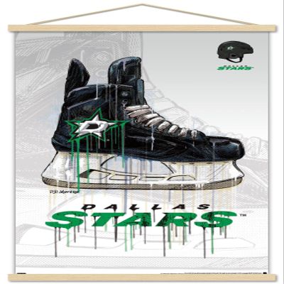 Trends International NHL Dallas Stars - Drip Skate 21 Wall Poster, 22.375" x 34", Print and Beechwood Hanger Bundle