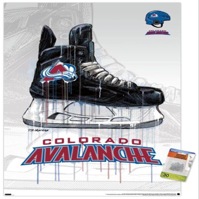 Trends International NHL Colorado Avalanche - Drip Skate 21 Wall Poster, 22.37" x 34.00", Premium Poster & Push Pin Bundle