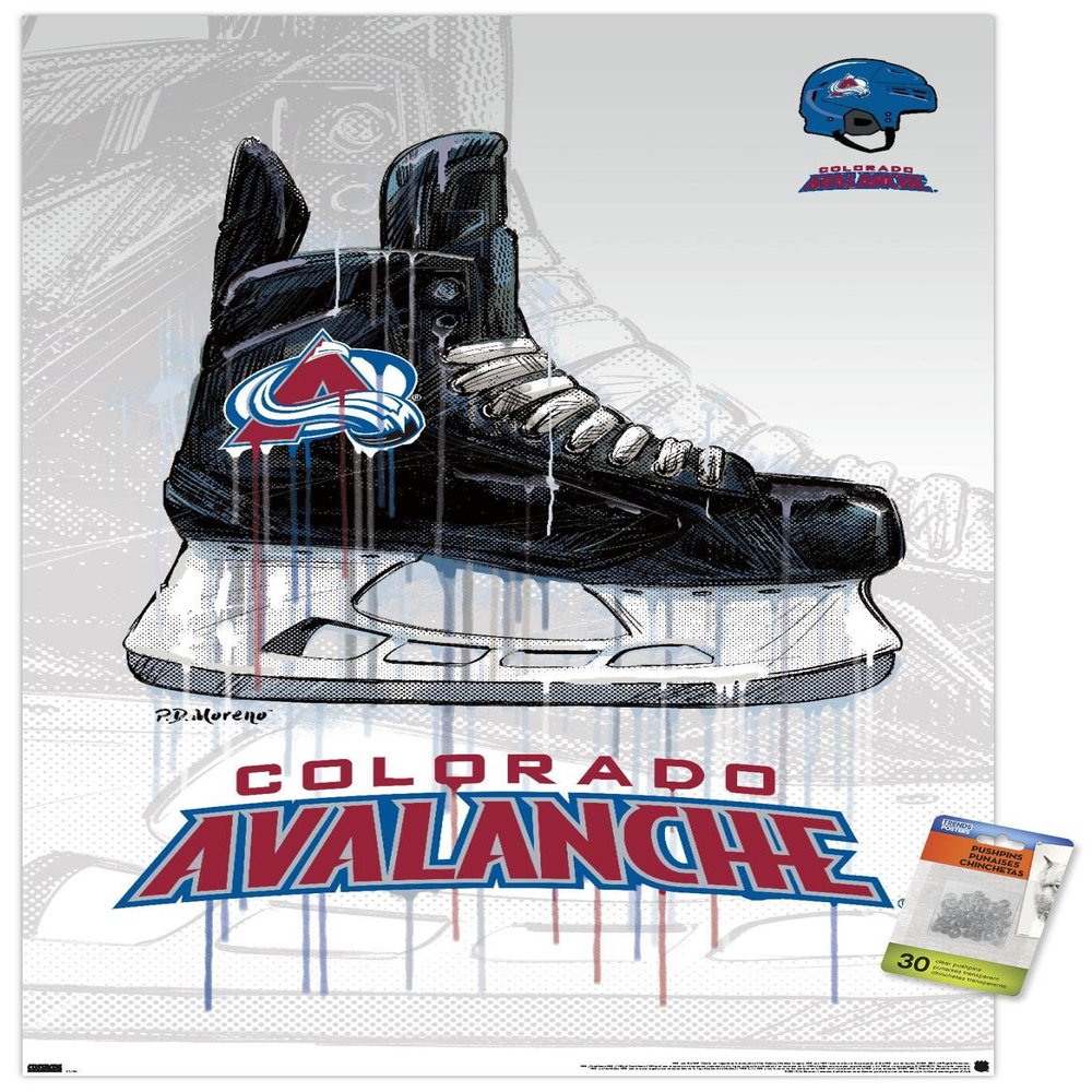 Trends International NHL Colorado Avalanche - Drip Skate 21 Wall Poster, 22.37" x 34.00", Premium Poster & Push Pin Bundle