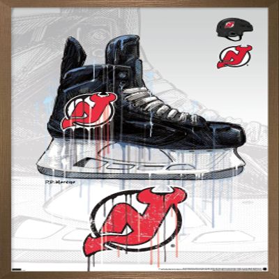 Trends International NHL New Jersey Devils - Drip Skate 21 Wall Poster, 22.375" x 34", Bronze Framed Version