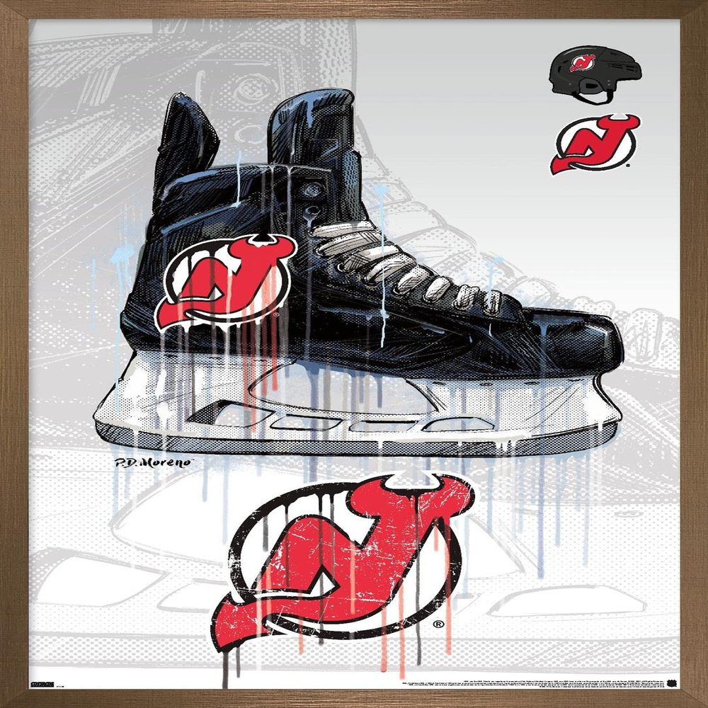 Trends International NHL New Jersey Devils - Drip Skate 21 Wall Poster, 22.375" x 34", Bronze Framed Version