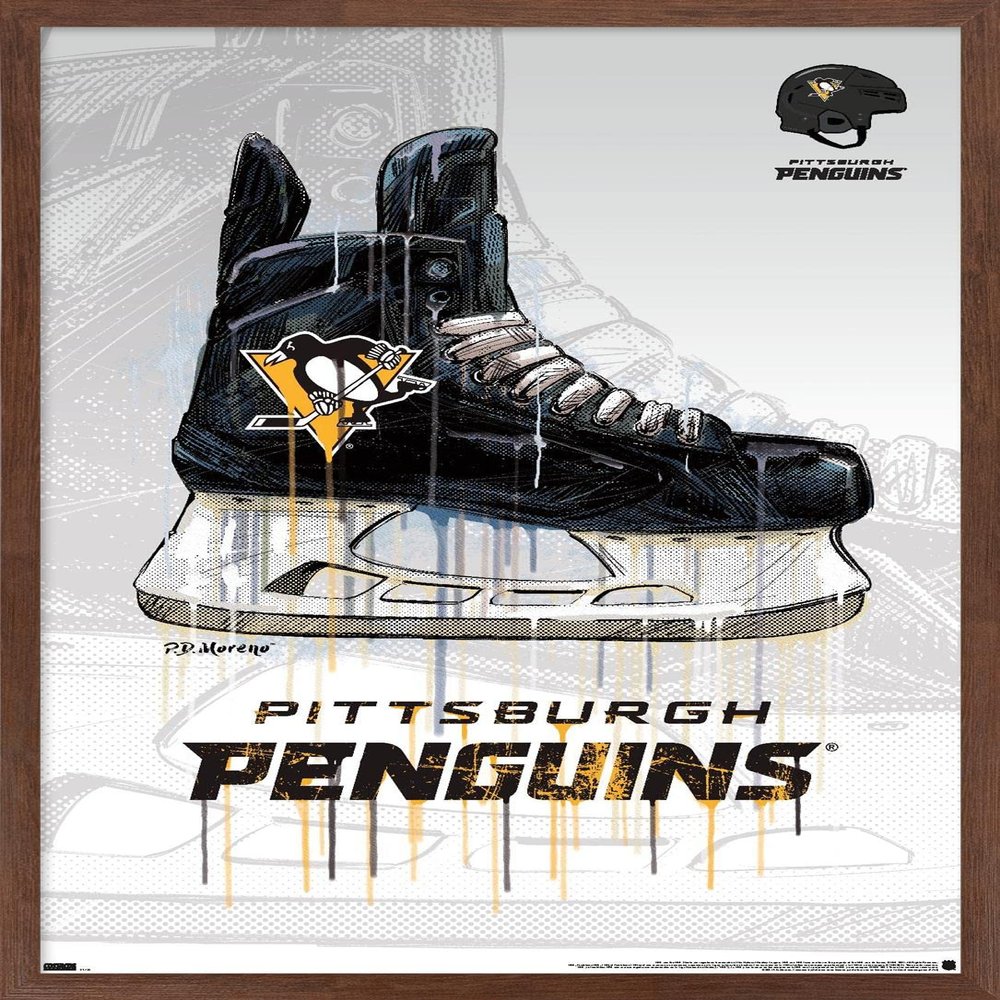 Trends International NHL Pittsburgh Penguins - Drip Skate 21 Wall Poster, 22.375" x 34", Mahogany Framed Version